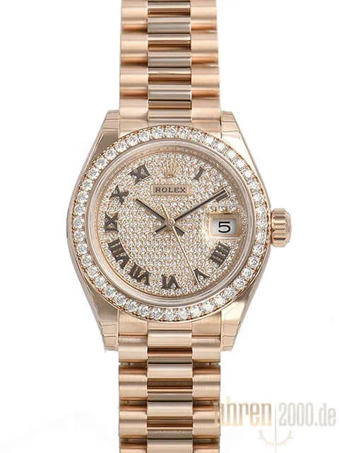 Rolex Lady-Datejust 28 Everose-Gold 279135 RBR Pave