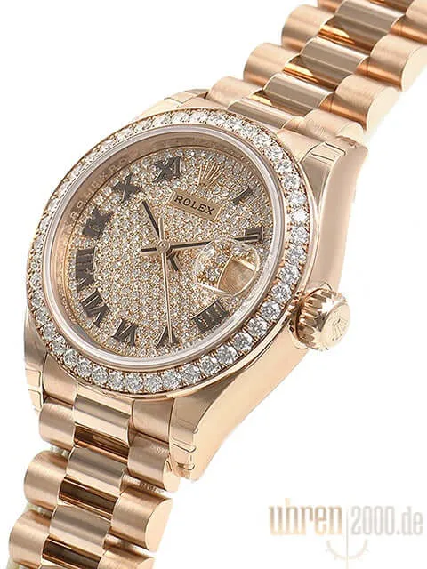 Rolex Lady-Datejust 28 Everose-Gold 279135 RBR Pave