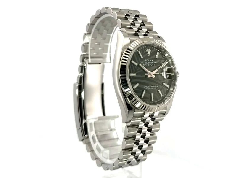 Rolex Datejust 36 Oystersteel Weißgold 126234 Olivgrün Palmenmuster Jubile-Band