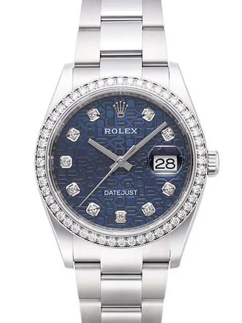 Rolex Datejust 36 Weißgold Diamant 126284RBR Blau Jubile Diamant