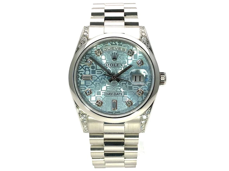 Rolex Day-Date 36 Platin 118296 Eisblau Diamant aus 2010