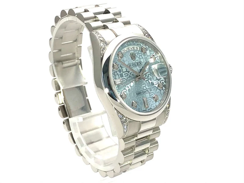 Rolex Day-Date 36 Platin 118296 Eisblau Diamant aus 2010