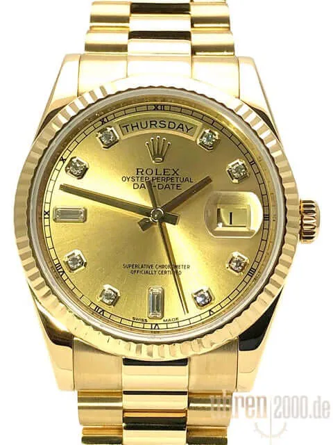 Rolex Day-Date 36 Gelbgold 118238 Champagner Dia ungetragen LC100