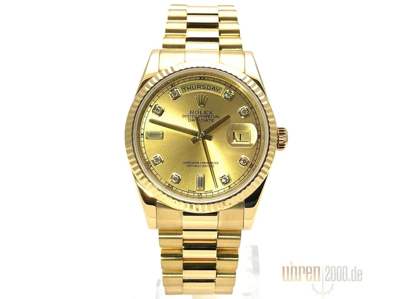 Rolex Day-Date 36 Gelbgold 118238 Champagner Dia ungetragen LC100
