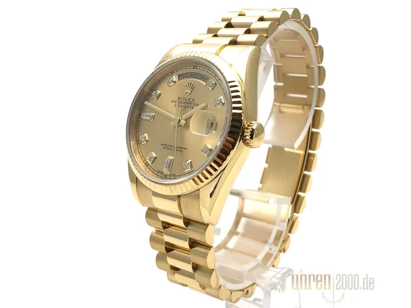 Rolex Day-Date 36 Gelbgold 118238 Champagner Dia ungetragen LC100