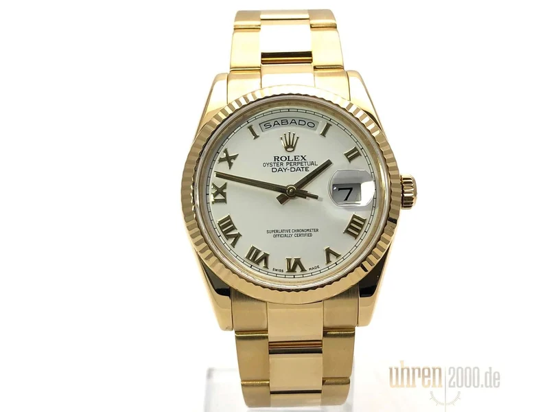 Rolex Day-Date 36 118238 Gelbgold Weiß Oyster-Band aus 2014