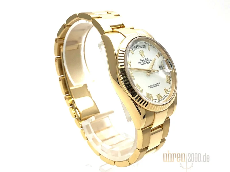 Rolex Day-Date 36 118238 Gelbgold Weiß Oyster-Band aus 2014