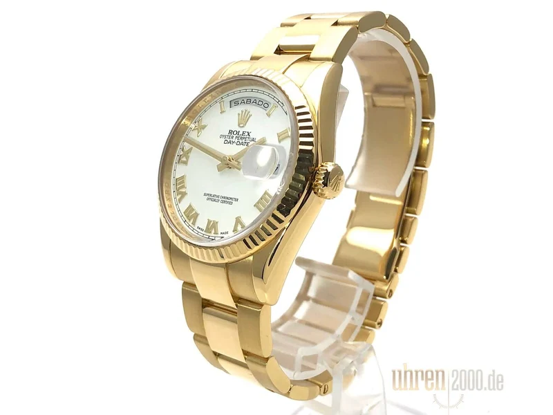 Rolex Day-Date 36 118238 Gelbgold Weiß Oyster-Band aus 2014