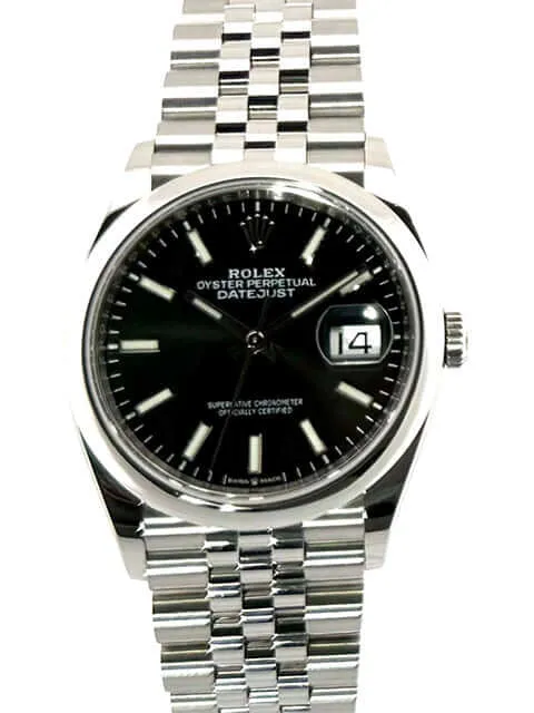 Rolex Datejust 36 Oystersteel 126200 Schwarz Jubile-Band