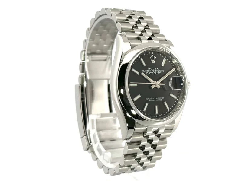 Rolex Datejust 36 Oystersteel 126200 Schwarz Jubile-Band