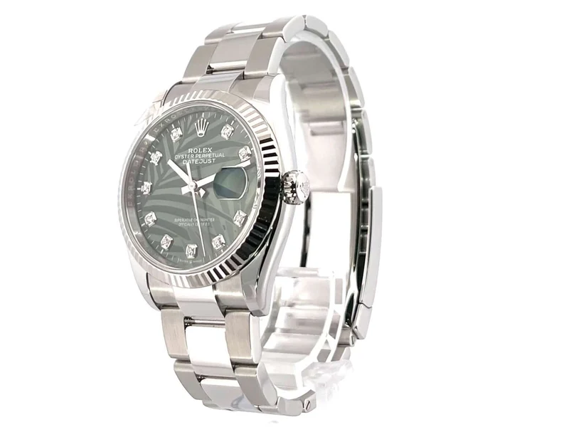 Rolex Datejust 36 Oystersteel Weißgold 126234 Oliv Palmen Diamant