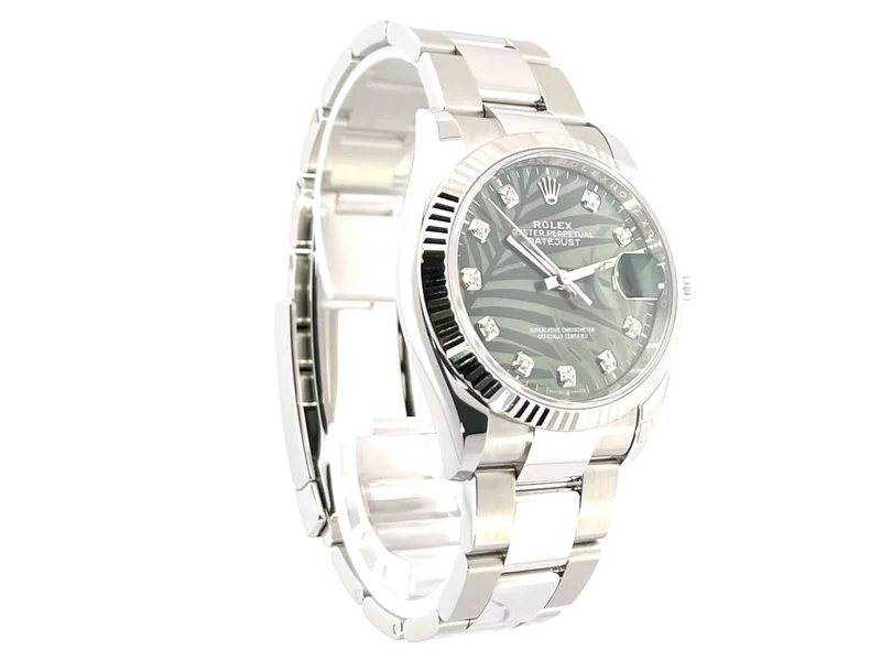 Rolex Datejust 36 Oystersteel Weißgold 126234 Oliv Palmen Diamant