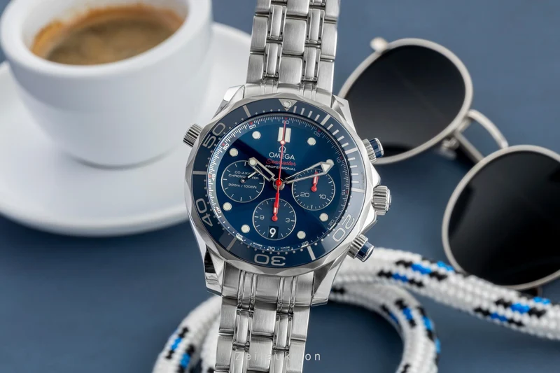 Omega Seamaster chronograph steel automatic men's watch 212.30.44.50.03.001 LP: 9300EUR [2601280]