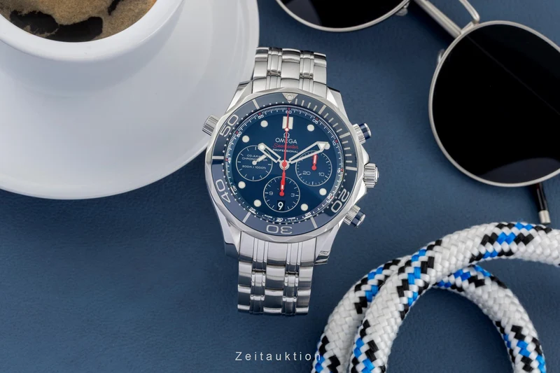 Omega Seamaster chronograph steel automatic men's watch 212.30.44.50.03.001 LP: 9300EUR [2601280]