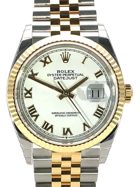 Rolex Datejust 36 126233 Weiß Römisch ungetragen 2019 Jubile-Band