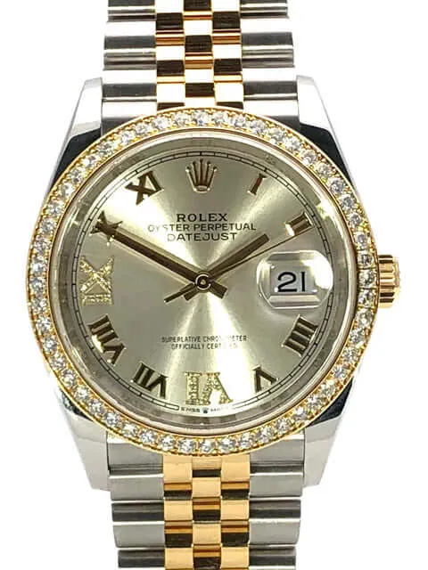Rolex Datejust 36 126283RBR Diamantlünette Silber R Diamant Jubile-Band 2019 LC100