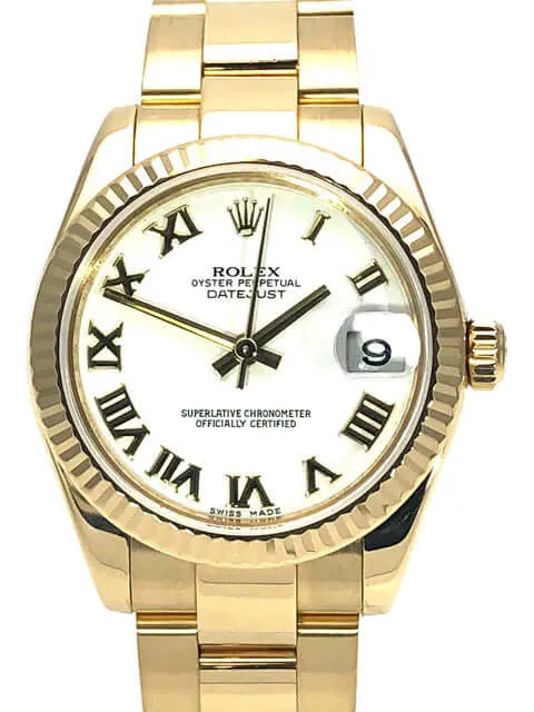 Rolex Datejust 31 Gelbgold 178278 Weiß Römisch aus 2010 LC100