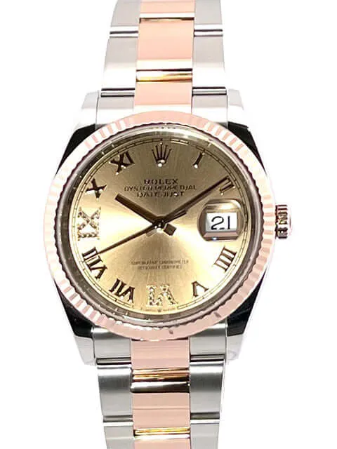 Rolex Datejust 36 Oystersteel Everose-Gold 126231 Pink Römisch Diamant