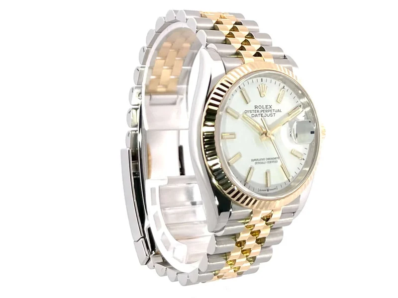 Rolex Datejust 36 Oystersteel Gelbgold 126233 Weiß Jubile-Band
