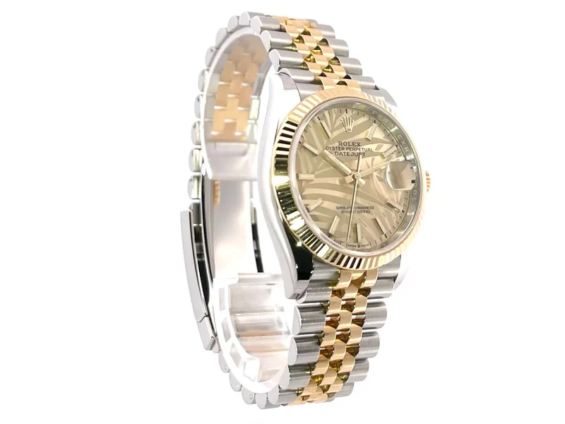Rolex Datejust 36 Oystersteel - Gelbgold 126233 Golden Palmenmuster Jubile-Band