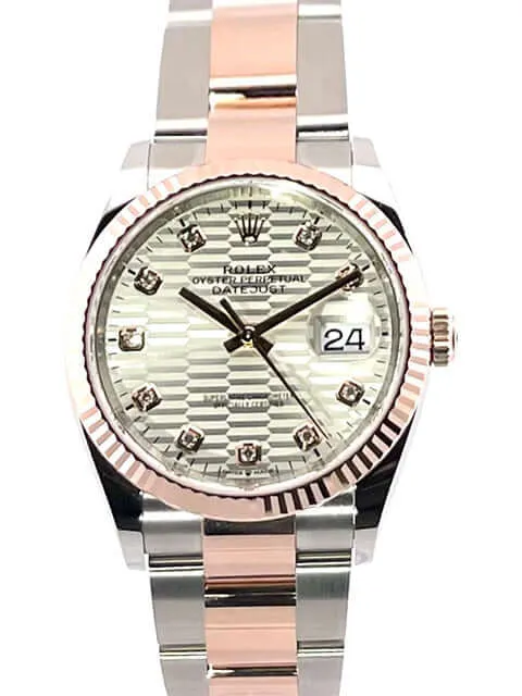 Rolex Datejust 36 Oystersteel - Everose-Gold 126231 Silber Riffelmuster Diamant