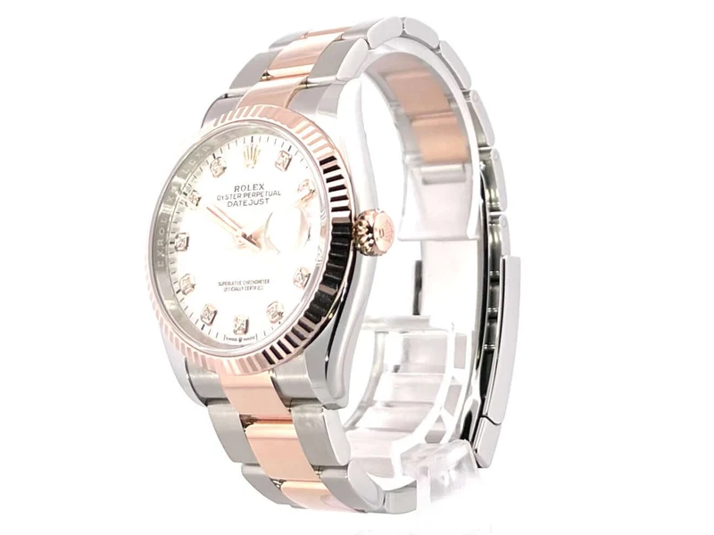 Rolex Datejust 36 Oystersteel - Everose-Gold 126231 Silber Riffelmuster Diamant