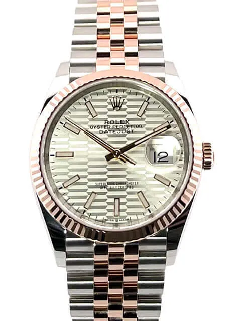 Rolex Datejust 36 Oystersteel - Everose-Gold 126231 Silber Riffelmuster Jubile-Band