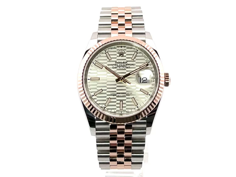 Rolex Datejust 36 Oystersteel - Everose-Gold 126231 Silber Riffelmuster Jubile-Band