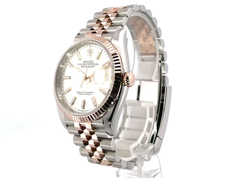 Rolex Datejust 36 Oystersteel - Everose-Gold 126231 Silber Riffelmuster Jubile-Band