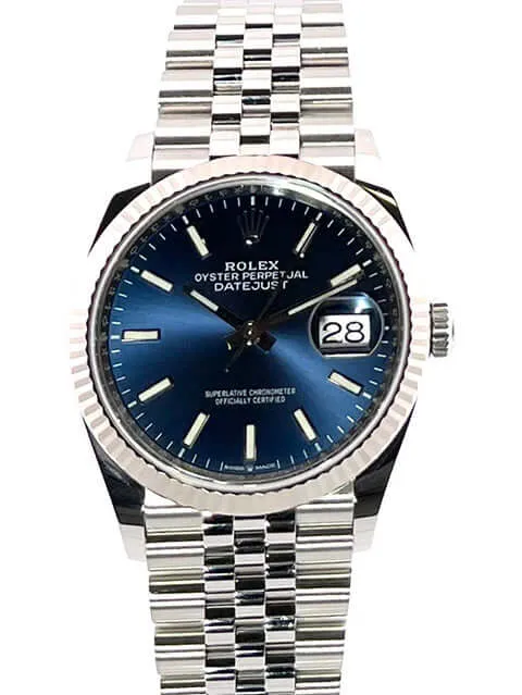 Rolex Datejust 36 Oystersteel Weißgold 126234 Blau Jubile-Band