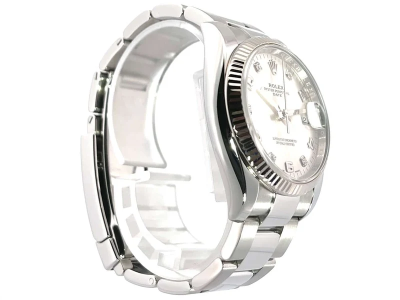Rolex 115234 Oyster Perpetual Date 34 Silber Diamant aus 2018