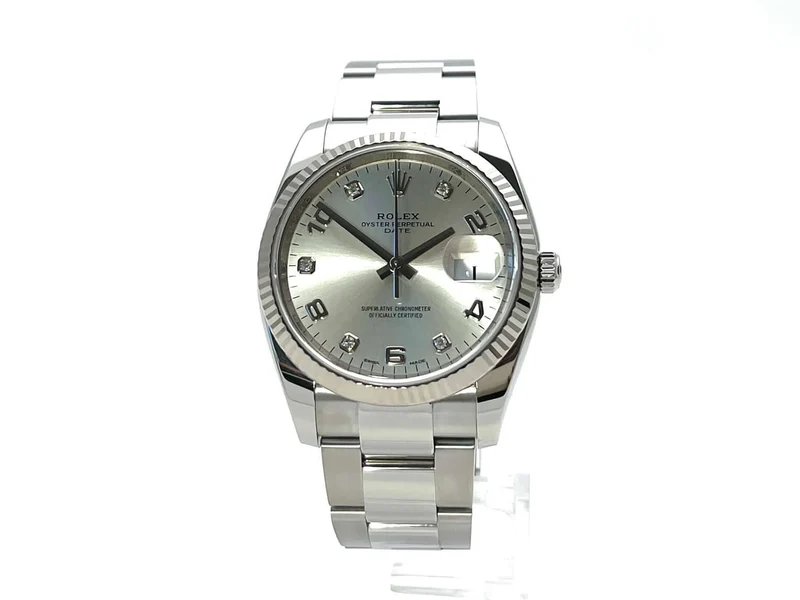 Rolex 115234 Oyster Perpetual Date 34 Silber Diamant aus 2020