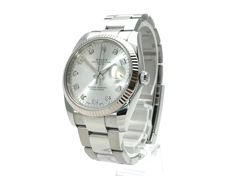 Rolex 115234 Oyster Perpetual Date 34 Silber Diamant aus 2020
