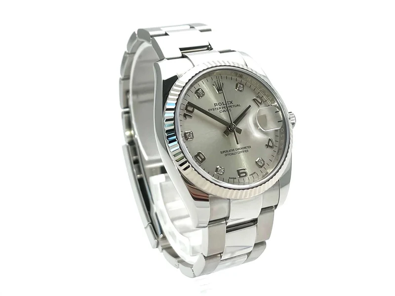Rolex 115234 Oyster Perpetual Date 34 Silber Diamant aus 2020