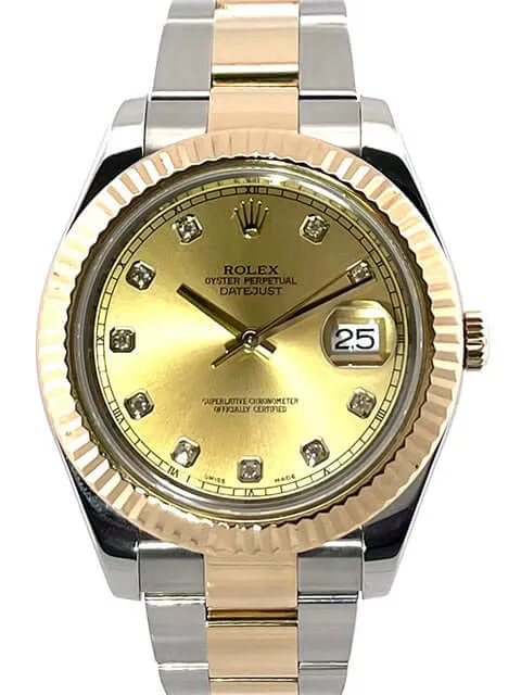 Rolex Datejust II 41 Edelstahl Gelbgold 116333 Champagner Diamant