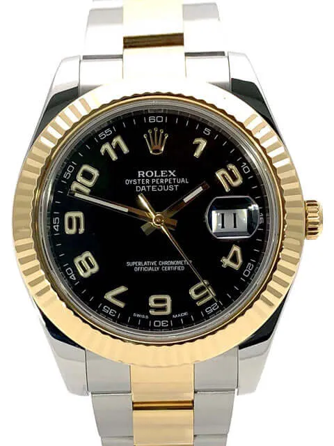 Rolex Datejust II 41 116333 Edelstahl Gelbgold Schwarz Arabisch LC100 aus 2015