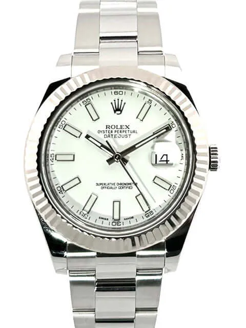 Rolex Datejust II 41 Edelstahl Weißgold 116334 Weiß
