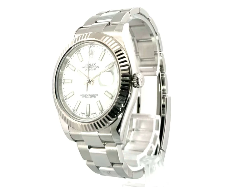 Rolex Datejust II 41 Edelstahl Weißgold 116334 Weiß