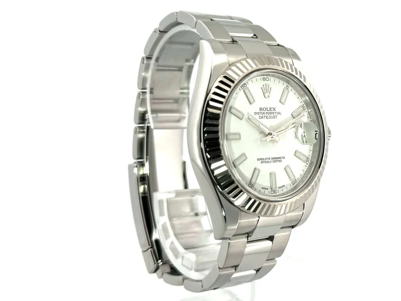 Rolex Datejust II 41 Edelstahl Weißgold 116334 Weiß