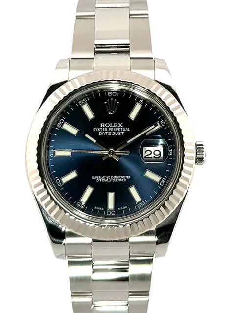 Rolex Datejust II 41 Edelstahl Weißgold 116334 Blau