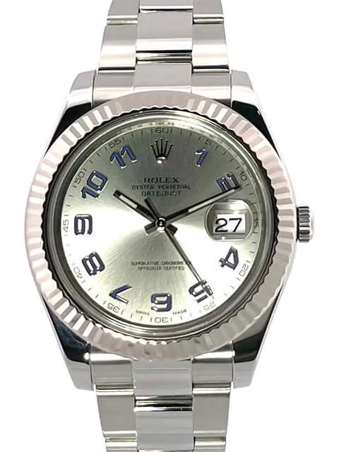 Rolex Datejust II Edelstahl Weißgold 116334 Rhodium Arabisch