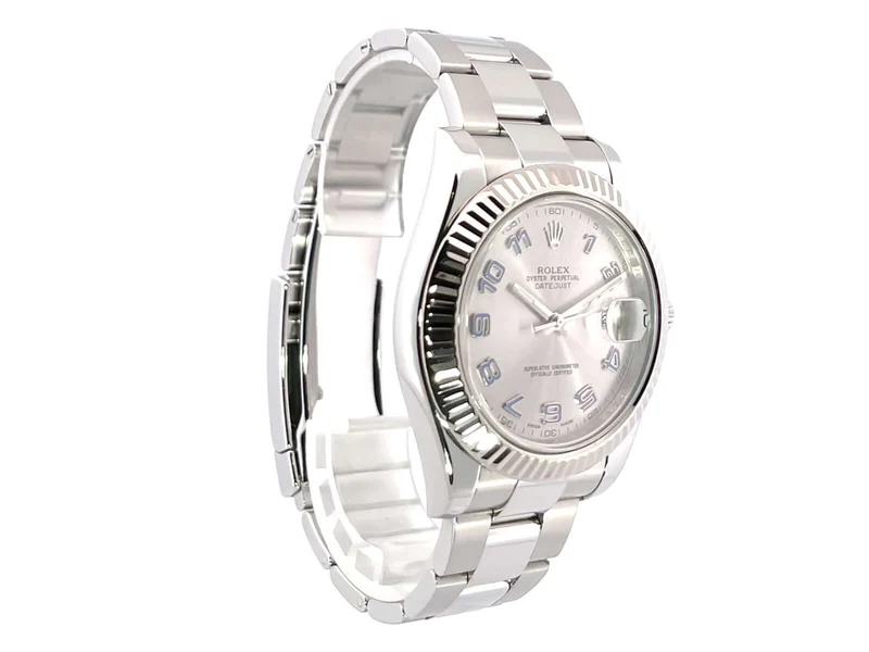 Rolex Datejust II Edelstahl Weißgold 116334 Rhodium Arabisch