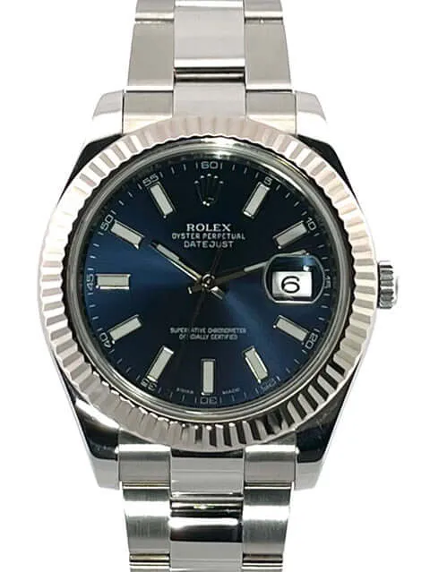 Rolex Datejust II 41 Edelstahl Weißgold 116334 Blau aus 2011 LC100
