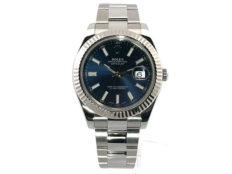 Rolex Datejust II 41 Edelstahl Weißgold 116334 Blau aus 2011 LC100