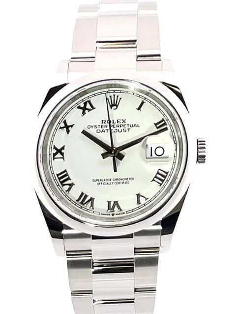 Rolex Datejust 36 Oystersteel 126200 Weiß Römisch