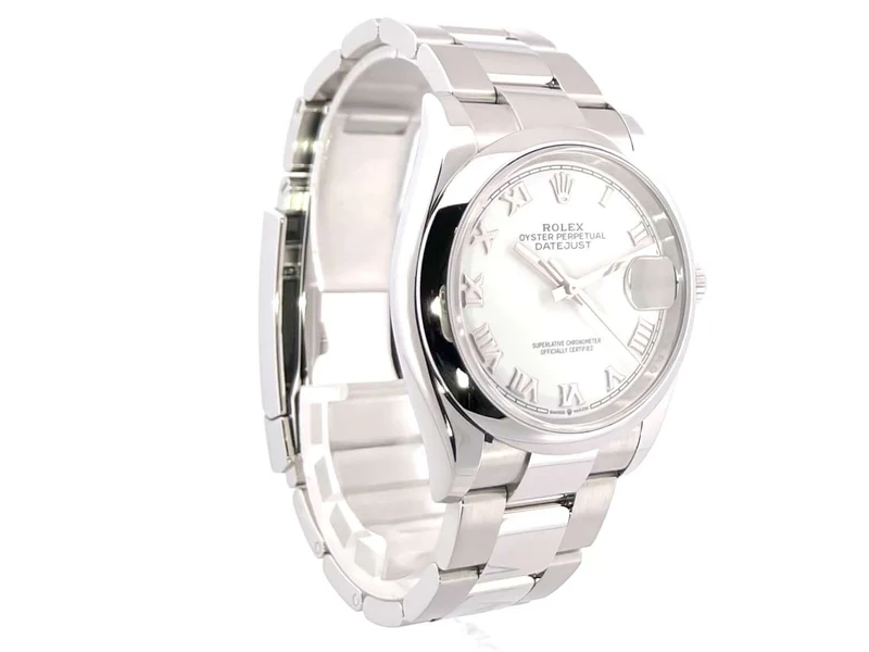 Rolex Datejust 36 Oystersteel 126200 Weiß Römisch