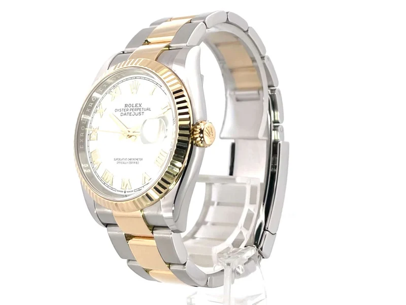 Rolex Datejust 36 Oystersteel Gelbgold 126233 Weiß Römisch