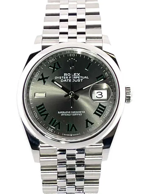 Rolex Datejust 36 Oystersteel 126200 Schiefergrau Römisch Jubile-Band