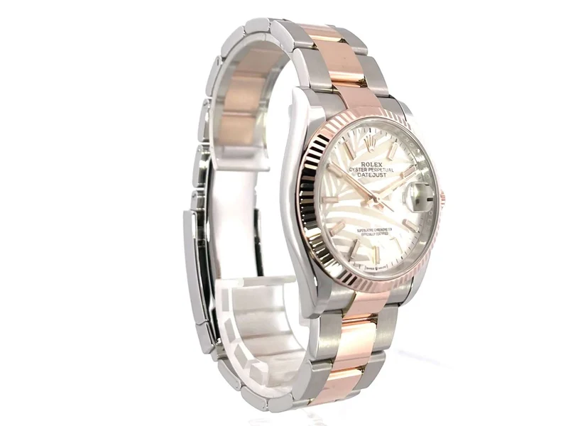 Rolex Datejust 36 Oystersteel - Everose-Gold 126231 Silber Palmenmuster