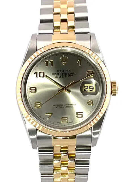 Rolex Datejust 36 Edelstahl Gelbgold 16233 Stahlfarben Arabisch Jubile-Band